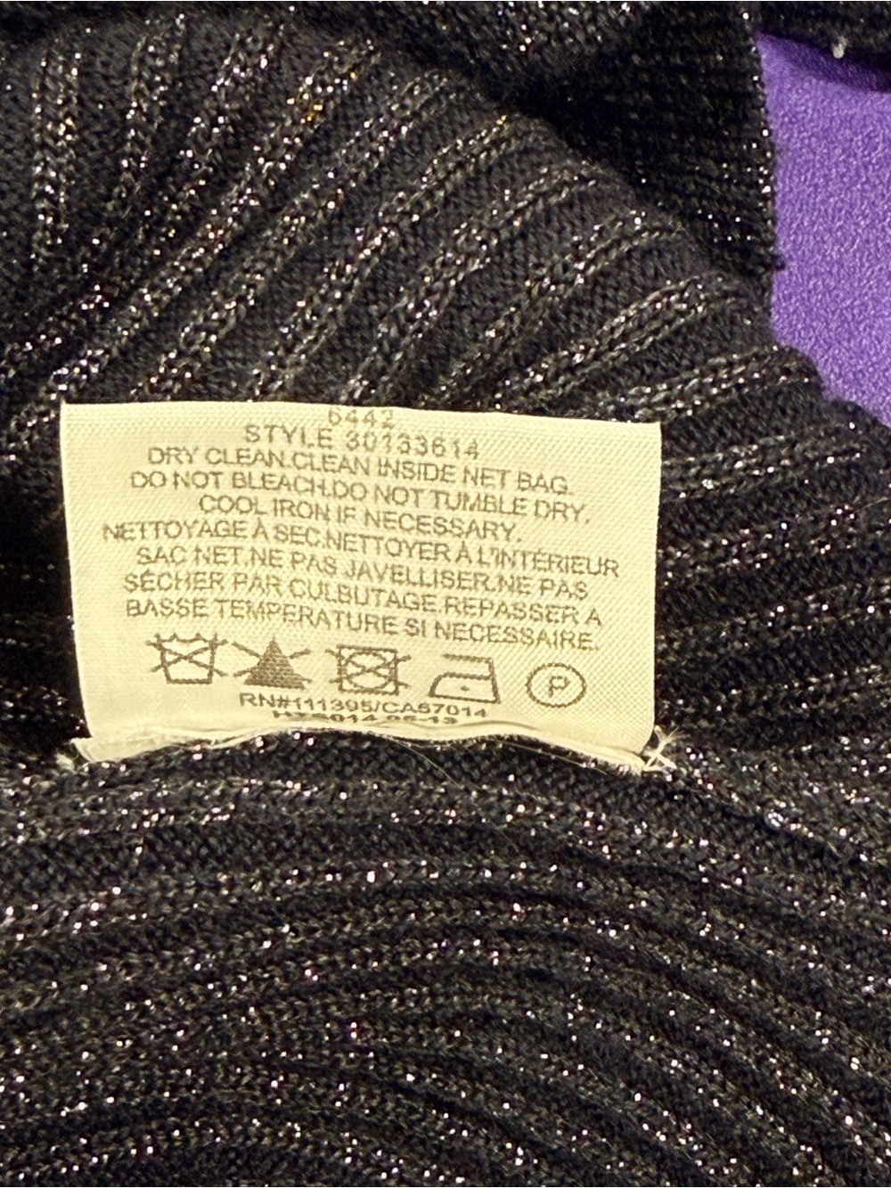 Tory Burch | Navy Blue Ribbed Short-Sleeve Metallic Knit Top - Silver Sparkle - Picture 13 of 14